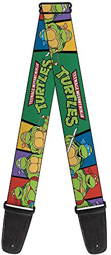 Teenage Mutant Ninja Turtles Buckle-Down Guitar Strap - Classic TMNT Group Pose3/TMNT Logo Green/Multi Color - 2 Wide - 29-54 Length