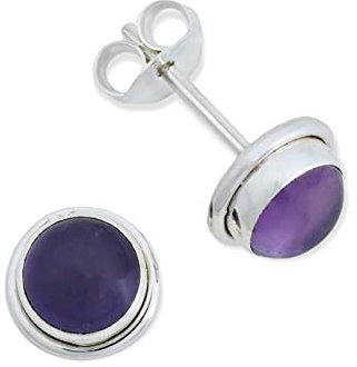 Ohrstecker 925 Silber Amethyst lila Stein Edelstein Ohrringe echt Silber Damen Sterling Silber Stecker Geschenk(MOS-048-01)
