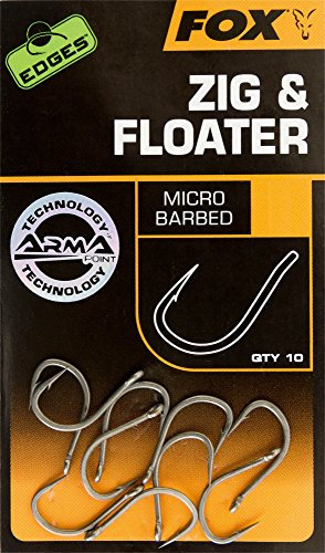 Fox Edges Armapoint Zig & Floater Hooks - 10 Karpfenhaken, Angelhaken zum Karpfenangeln, Haken für Karpfen, Boiliehaken, Größe:8