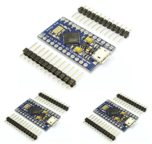 HiLetgo Entwicklungsplatine Pro Micro ATMega32U4, 5 V, 16 MHz, mit integriertem USB-Anschluss, kompatibel mit Arduino Pro Micro, serieller Anschluss mit Stiftleiste, 3 Stück