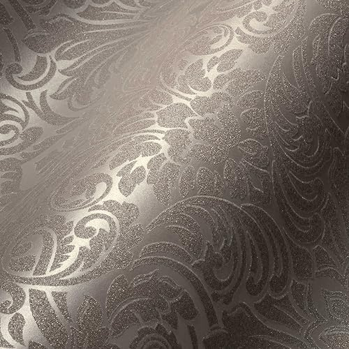 A.S. Création Architects Paper Vliestapete mit Glasperlen Luxury Wallpaper Tapete mit Ornamenten barock 10,05 m x 0,52 m braun metallic Made in Germany 305452 30545-2