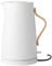 Stelton Wasserkocher Emma - Elektrischer Kocher - Kaffee- & Teekanne, skandinavisch - Filter, Trockenkoch-Sicherheitsschalter mit Abschaltung, Buchenholzgriff - 1,2 Liter, Weiß, Kreide, EU-Stecker