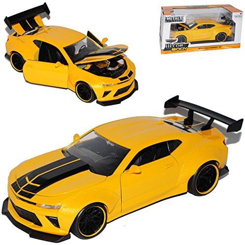 Chevrolet Camaro 2016 Coupe Gelb Schwarzen Streifen Tuning Version 6. Generation Ab 2016 1/24 Jada Modell Auto