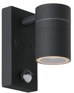 LUCIDE ARNE-LED IR - Wandstrahler/Wandleuchte Innen/Außen - Ø 6,3 cm - LED - GU10-1x5W 2700K - IP44 - Bewegung und Tag/Nacht-Sensor - Schwarz
