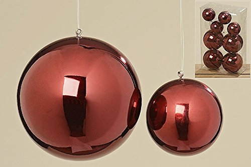Dapo Leuchten Edelstahl Dekokugel Hänger Kugel Set 8 teilig rot, D5-8cm, Weihnachtsbaum Tannenzweige Dekoration