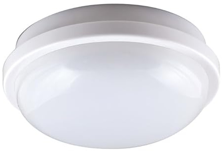 Beghelli Plafoniera GeoLED Tonda, 20W, Policarbonato, Diametro 22 cm, per Locali Secondari, Uso Interno/Esterno