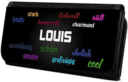 Geldbörse mit Namen Louis - Design Positive Eigenschaften - Brieftasche, Geldbeutel, Portemonnaie, personalisiert für Damen und Herren