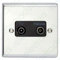 Deta SD1265CHB TV & FM (DAB) Combined Diplexer TV Aerial Coaxial Socket Outlet (Polished Chrome/Black Insert)