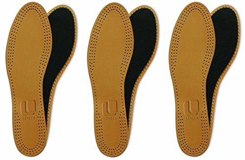 Lenzen 3 Paar Leder Einlegesohlen mit Aktivkohle – Schuheinlagen gegen Schweißfüße – Rutschfest & Antibakteriell – Ledersohlen für Schuhe