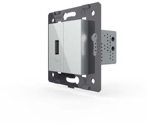 LIVOLO Glas Touch Lichtschalter Funkschalter Steckdosen Wechselschalter uvm in grau (Module: USB Netzdose VL-C7-1USB-15)