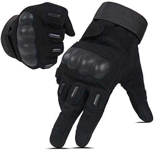 HIKEMAN Touch Screen Hart Knuckle Handschuhe für Männer und Frauen für Outdoor Sport und Arbeit geeignet für Radfahren Motorrad Klettern Wandern Lumbering Heavy Industry(Schwarz - m)