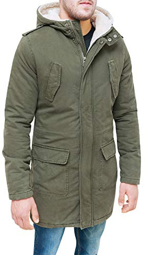 Evoga Giaccone Parka Uomo Verde Militare Casual Invernale