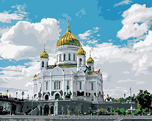 ABEUTY Wandkunst Altes Schloss Malen nach Zahlen, DIY Ölgemälde auf Leinwand Gemälde 40x50cm