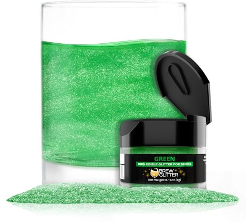 Brew Glitter Edible Glitter for Drinks, Cocktails, Beer, Garnish & Beverages (Green, 4 Grams)