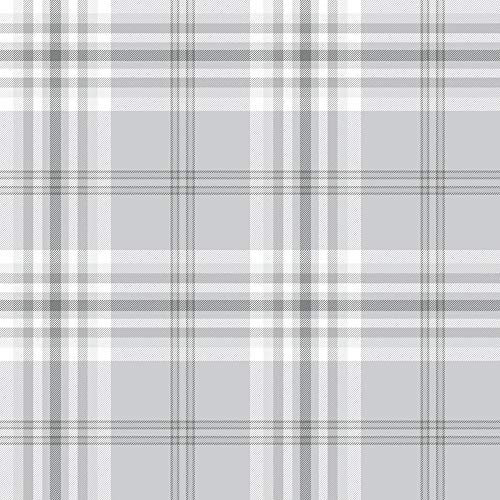 Grey Silver Check Wallpaper Metallic Country Tartan Plaid Stripe YöL Kelso