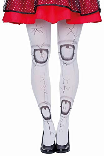 Rubies 68607 - Broken Doll Strumpfhose, Halloween Grusel Puppe Porzellanoptik