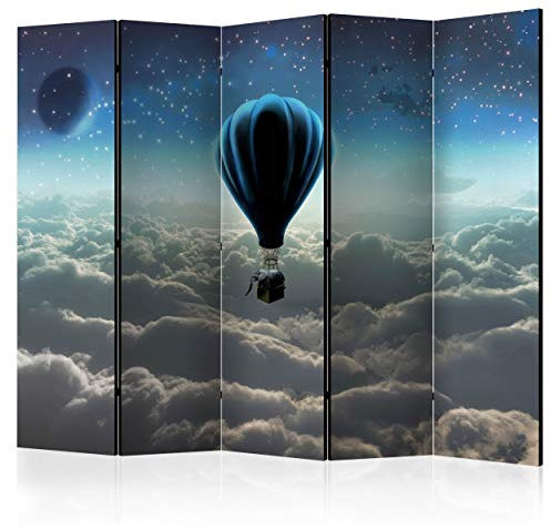 decomonkey Paravent Raumteiler Innen Kinderzimmer 225x172 cm 5 Teilig Beidseitig Room Divider Wall Raumteiler Stehend Trennwand Sichtschutz Spanische Wand Sichtschutzwand Wohnzimmer Holz Ballon