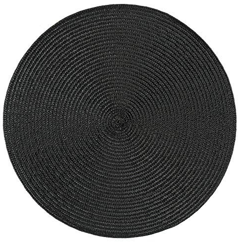 Haus und Deko Platzset Polypro Bastoptik rund ca. 35 cm Ø Schwarz abwaschbar Tischset Platzdeckchen