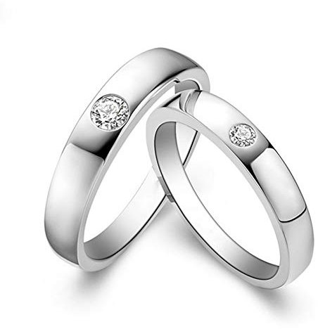 KnSam Platin Ringe Einfache Runde Diamantring Herren Ein Paar Ringe Paarpreis Ringe Set Silber