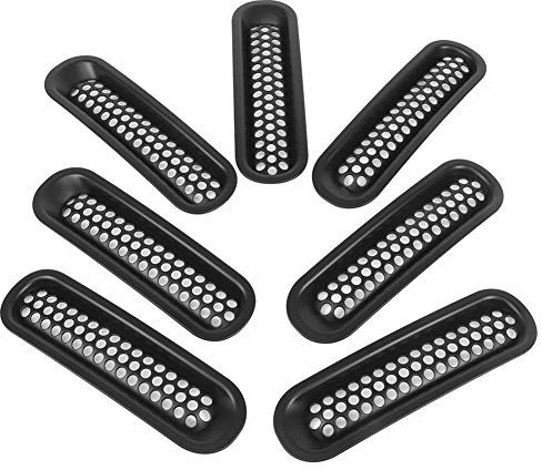 Frontgrill Mesh Grille Insert Kit, 7 ück ABS Außen Front Grills Mesh Grill Fit für Wrangler 2007-2018 Schwarz