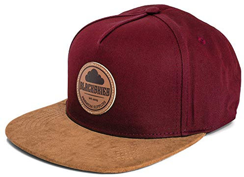 Blackskies® Pathfinder Snapback Cap | Schirm Unisex Premium Baseball Mütze Kappe Basecap Verstellbar One Size - Weinrot Beige