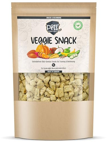 Pets Protect Veggie Snack 150 g | Vegane Hunde-Leckerlis aus Gemüse & Früchten | Getreidefrei | Ohne künstliche Zusätze | Hunde-Leckerli für große & kleine Hunde & Welpen | Deutsche Herstellung