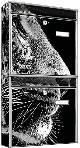 banjado® Briefkastenanlage 2 Fach 36x64x10cm mit Motiv/Briefkasten groß mit Namensschild/Postkasten A4 Einwurf inkl. Montagematerial & je 2 Schlüsseln/Briefkasten ohne Zeitungsfach