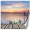 Feeby Fototapete XXL Vögel See Pier 200x200 cm Orange Vliestapete Moderne Design Wandtapete Küche Flur Wohnzimmer Büro Badezimmer Kinderzimmer Sonnenuntergang Himmel