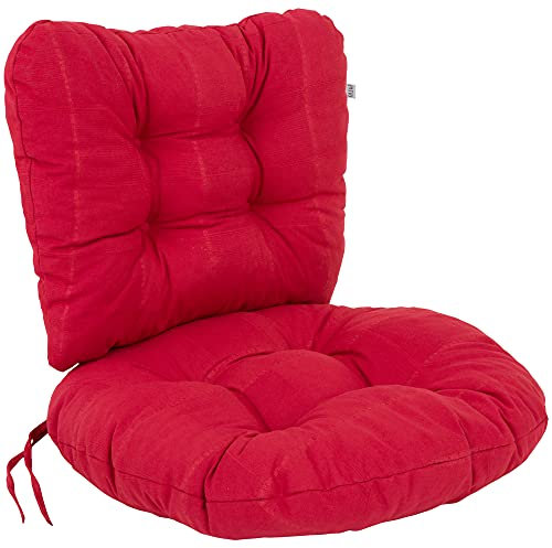 PATIO Rattansessel Auflage 55 cm Marocco 2 teilig Sitzkissen mit Rückenlehne gesteppt Schnüren Innen & Außen rot