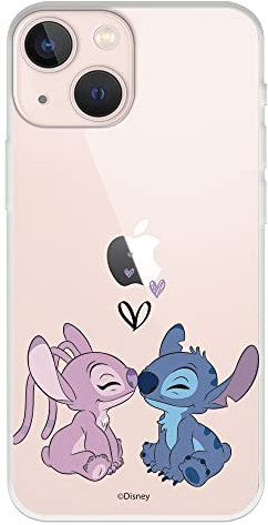 LA CASA DE LAS CARCASAS Official Disney Angel & Stitch Kiss iPhone 13 Mini Case - Lilo & Stitch - Choose Your Like Design for iPhone 13 Mini