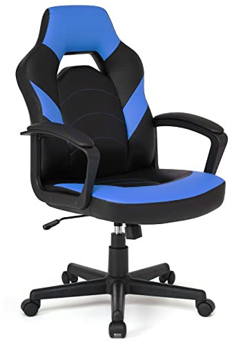 IntimaTe WM Heart Gaming Stuhl, Schreibtischstuhl für Erwachsene, Gamer Stuhl mit Armlehnen, Ergonomischer Bürostuhl aus hochwertigem Leder, 48 x 50 x 115cm (Blau)