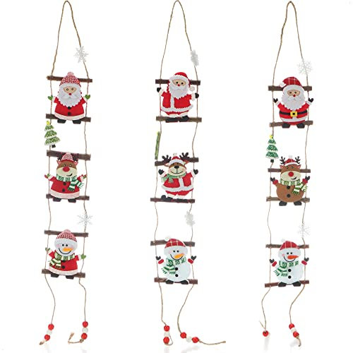 COM-FOUR® 3X Hängedeko für Weihnachten - Hängefiguren aus Filz - Schneemann, Weihnachtsmann und Rentier zum Aufhängen an Wand und Fenster (3 Stück - Hängedeko)