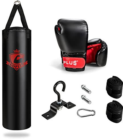COSTWAY Sacco da Boxe per Adulti 29 kg, Sacco da Boxe Appeso con Guanti, Gancio e Fasce per Mani, Ideale per Muay Thai, Karate, Taekwondo