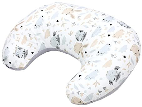 TupTam Baby Stillkissen Klein mit Baumwoll-Bezug, Farbe: Hase/Eule