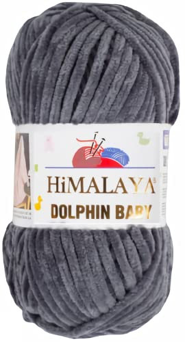 Strickfein Himalaya Dolphin Baby Wolle Garn Baumwolle Strickwolle zum Stricken häkeln (80367 Anthrazit)