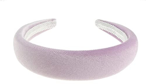 Womens Luxe Slightly Padded Puffy Velvet Flat Winter Evening Wedding Party Birthday Bridal Christmas Birthday Bridesmaid Headband Alice Band Hair Accessories Hairband (Lialc Lavender, One Size)