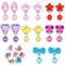 Grevosea Lot de 7 paires de boucles d'oreilles à clip pour enfants - Papillon - Jolies boucles d'oreilles à clip - Pierre précieuse - Couronne rose - Cœur de fleurs - Cadeau de fête, Acrylique