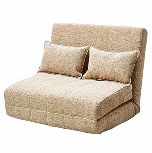 JHKZUDG Fold Sofa Chair Bed,Floor Couch Sleeper,6-Position Adjustable Floor Lounger,Foldable Lazy Sofa Sleeper Bed,for Guests,Living Room And Bedroom,Reading Gaming,Beige,113 × 63 × 63cm