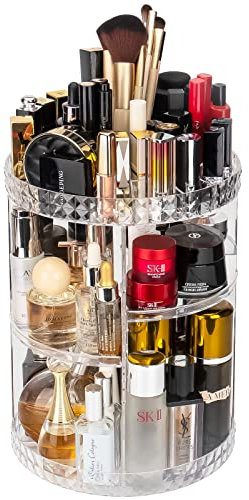 OBSGUMU Rotating Makeup Organiser, 360 Rotating - Large Capacity Storage for Women, Girls (Transparent)