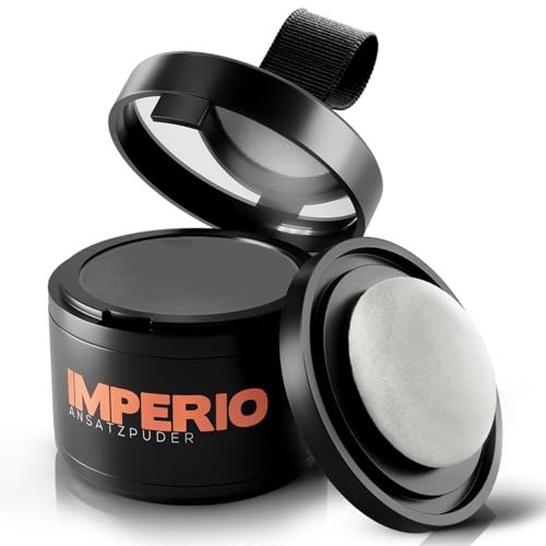 IMPERIO Ansatzpuder - Haar Concealer zur Haarverdichtung für Frauen und Männer, wasserfestes Haar Make-up zum Ansatz kaschieren - 4g (Dunkelgrau)