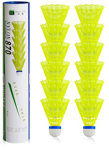 BAIHUALIN WHiZZ Badminton Bälle Langlebige Federbälle Schaum/Naturkork Kopf | 6/12 Stück Badmintonbälle federball bälle Stabil für Indoor und Outdoor Training, Übung, Schulsport, Freizeit und Einsteiger