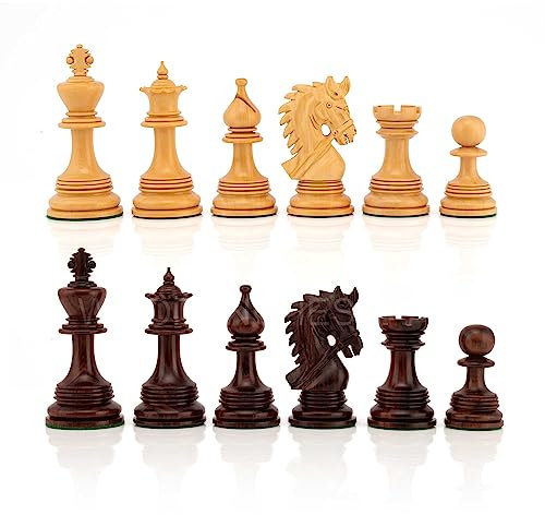 WOODENCHESSART Nur 4,3-Zoll-Napoleon-Luxus-Staunton-Schachfiguren – dreifach gewichtet (Palisander und Buchsbaum)