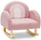 DREAMADE Fauteuil à Bascule Rembourré Enfant 3-5 Ans, Canapé d'Appoint en Velours Teddy avec Dossier Élargi, Pieds en Bois Massif, Anti-basculement, pour Salle de Jeux, Chambre, Salon (Rose)