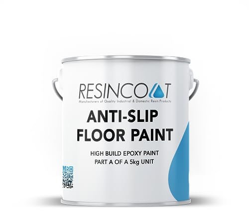 Resincoat High Build Medium Anti Slip Epoxy Floor Paint - HSE Compliant, Hard Wearing & Slip Resistant, Gloss Finish, UK Manufactured Epoxy Resin (5Kg, Sky Blue)