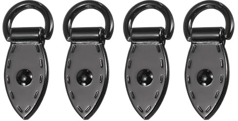 sourcing map Bag Side Clip Buckle - 4Pcs Metal Suspending Leaf Shape Purse Strap Chain Connector with D Ring for DIY Making Bag Purse Crossbody Shoulder (Metallic Black, 36mm)