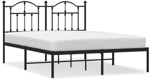 Tino Tech Bettrahmen Metallbett Modern Gästebett Jugendbett Bed Frame Betten Bettgestell mit Kopfteil Metall Schwarz 140x200 cm