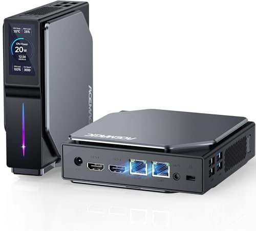 ACEMAGIC S1 Mini PC W-11 avec LCD Écran Tour PC Vertical Ιntel Alder Lake-N95(Max 3.4GHz) 16Go DDR4 3200MHz/1To M.2 NVMe SSD Ordinateur de Bureau,4K@60HZ UHD Dual Display/WiFi 6/BT5.2/RJ45
