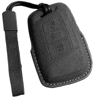 Étui de clé de voiture en daim sans clé pour VW pour Volkswagen Golf 6 7 8 MK7 Tiguan MK2 Passat B8 Magotan Lavida Scirocco Polo Bora (couleur : porte-clés C-noir)