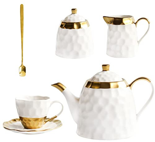Tasse à thé de l'après-midi en céramique avec soucoupe, cafetière haut de gamme, théière à sucre (comme indiqué, taille unique)