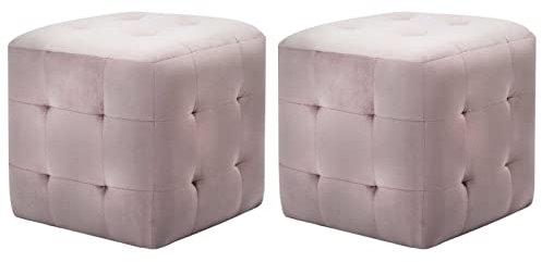 Rantry Nachttische 2 Stück, Rosa, 30 x 30 x 30 cm, aus Samt, Nachttisch für Schlafzimmer, Nachttisch, Anrichte